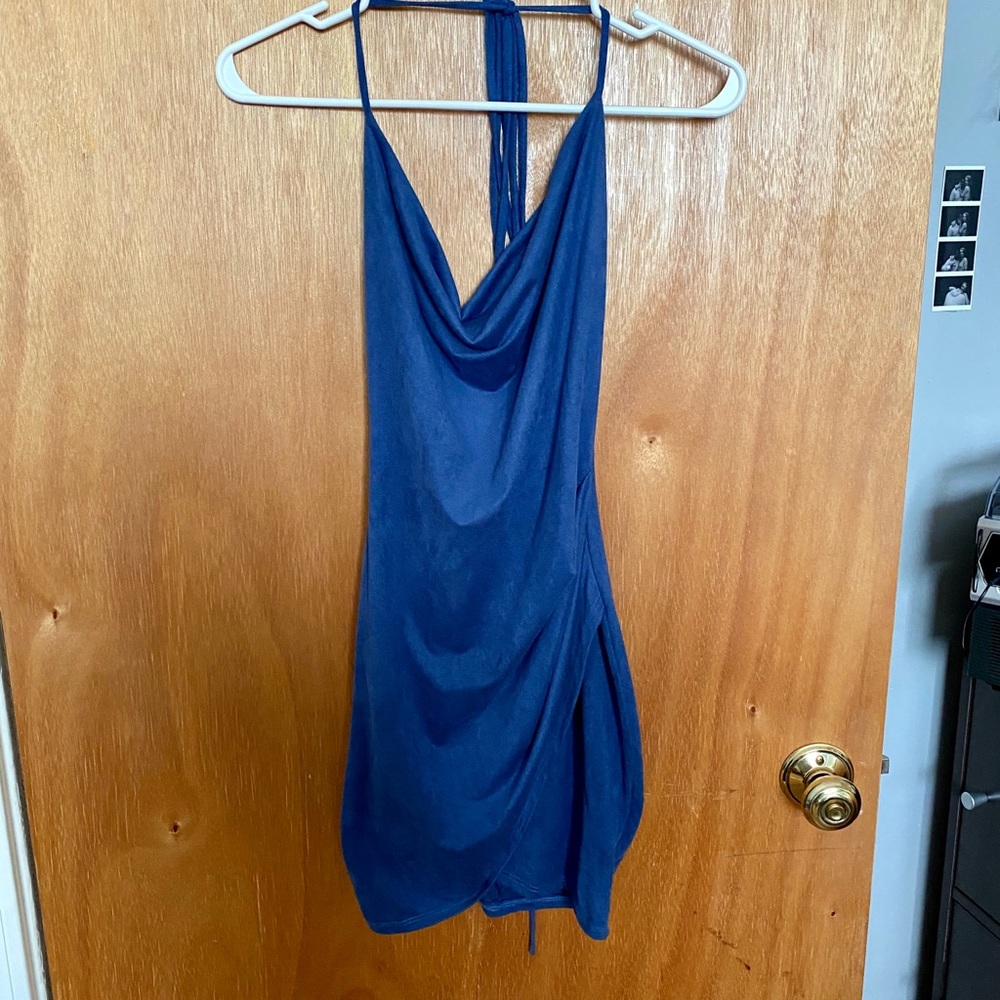 Suede blue tulip dress